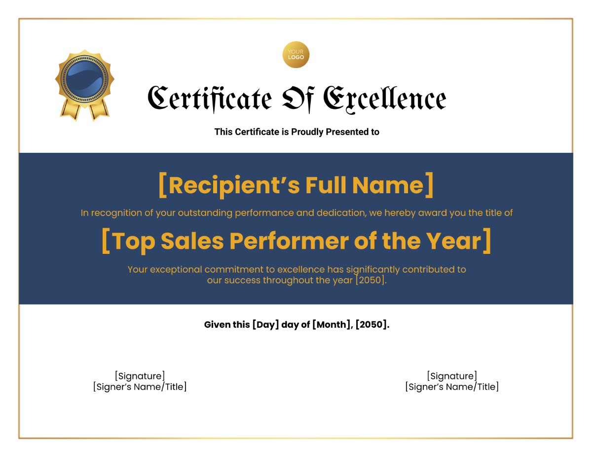 Sales Top Performer Certificate Template - Edit Online & Download