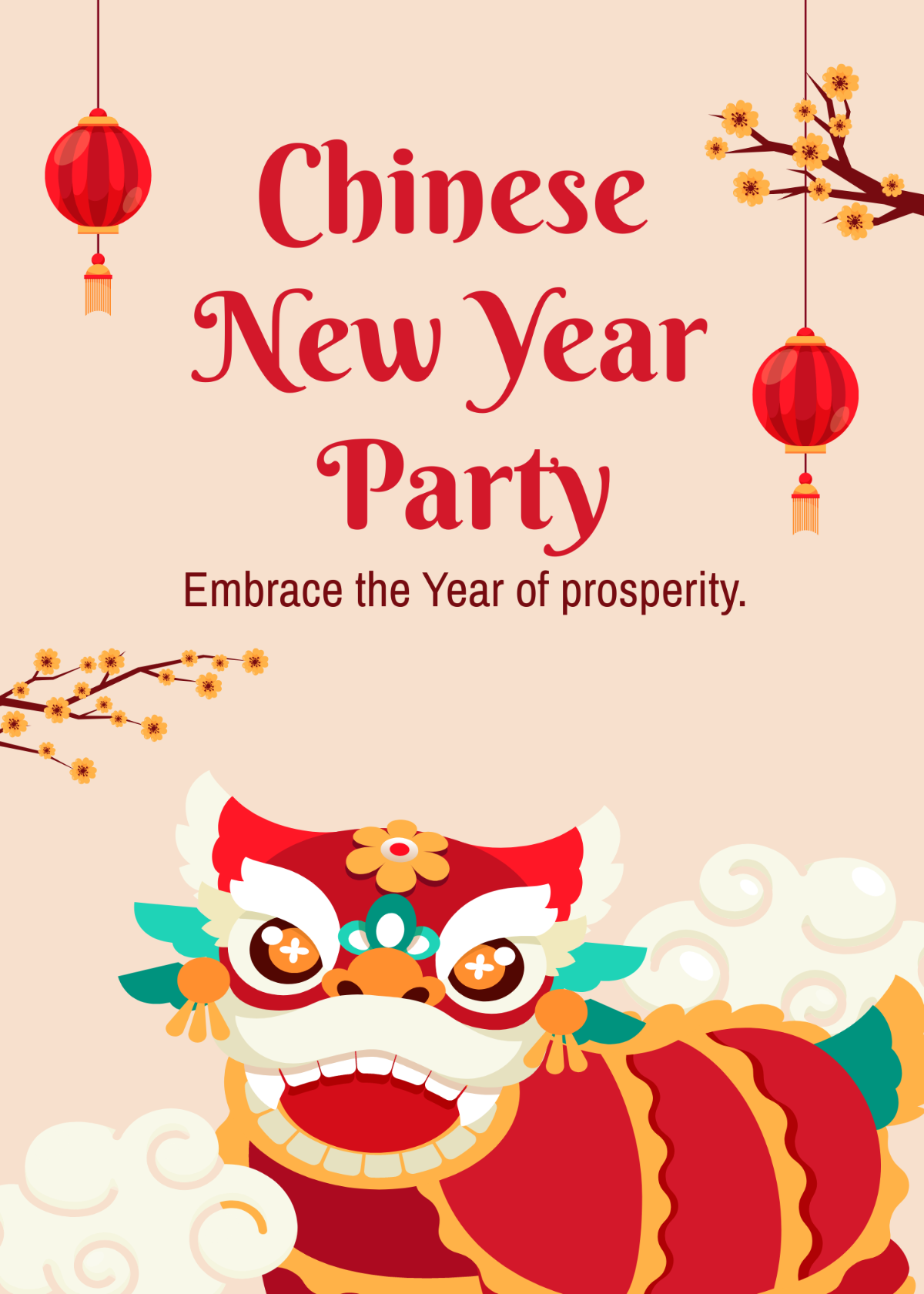 Free Chinese New Year Party Invitation Template