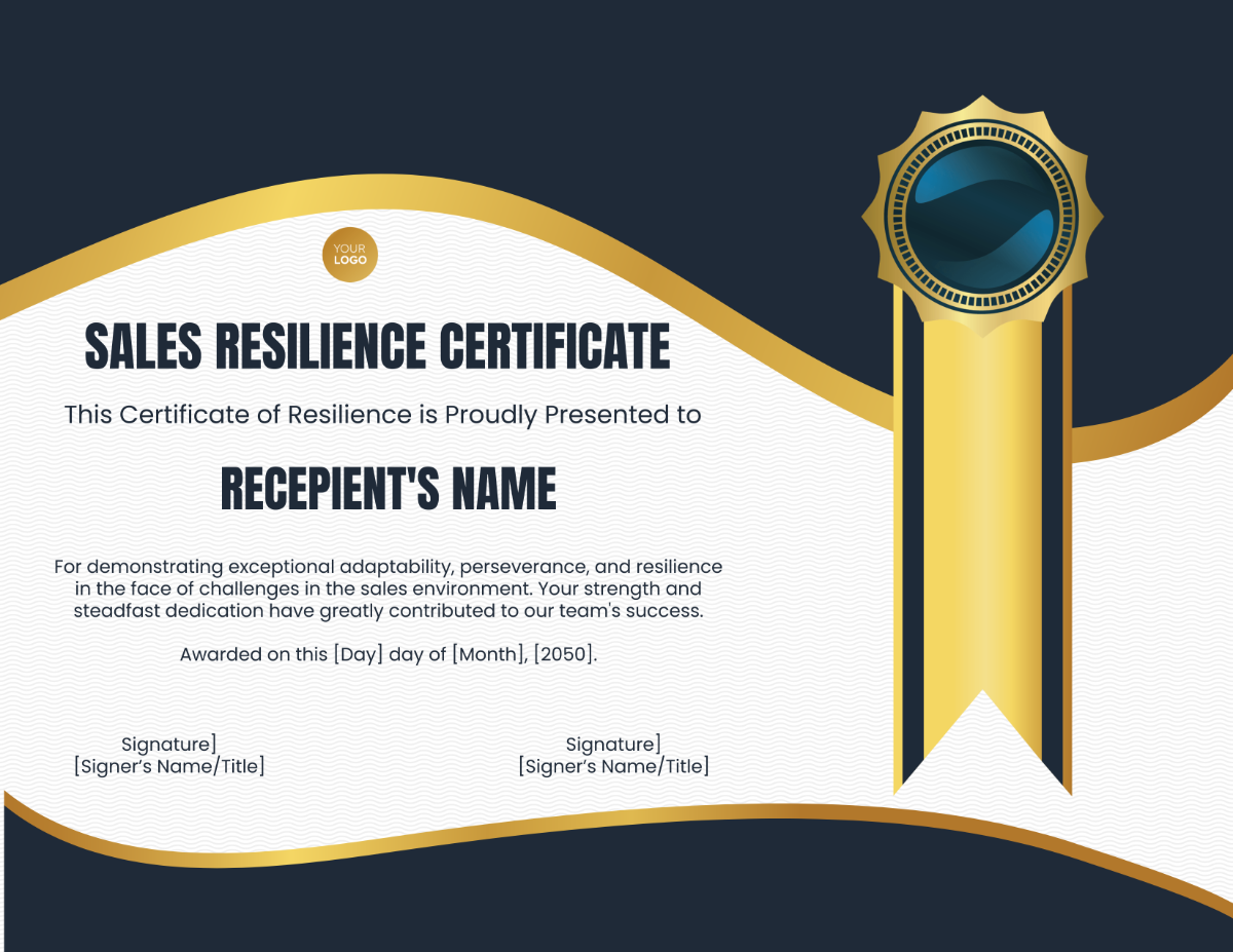 Sales Resilience Certificate Template - Edit Online & Download