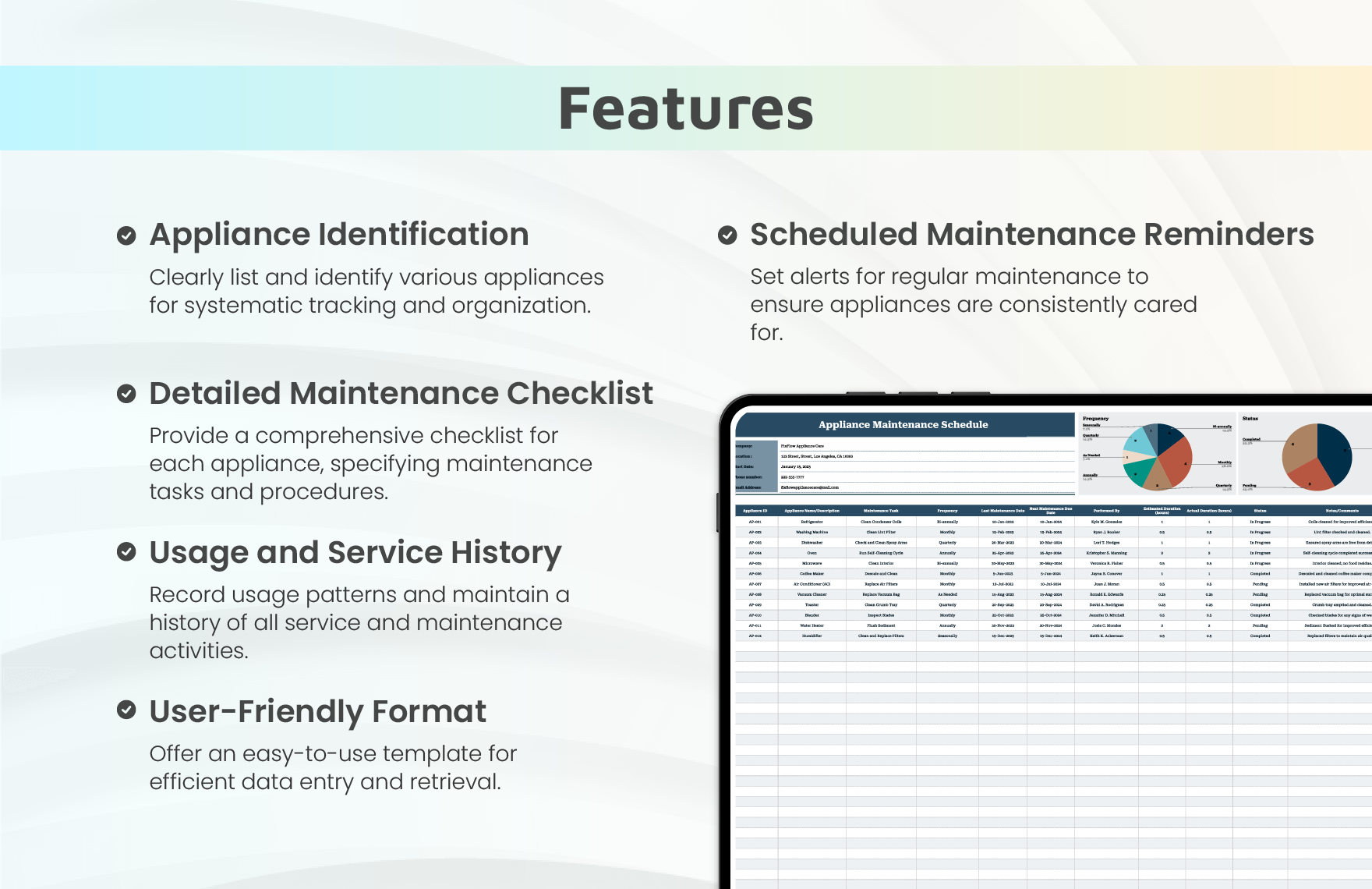 Appliance Maintenance Schedule Template