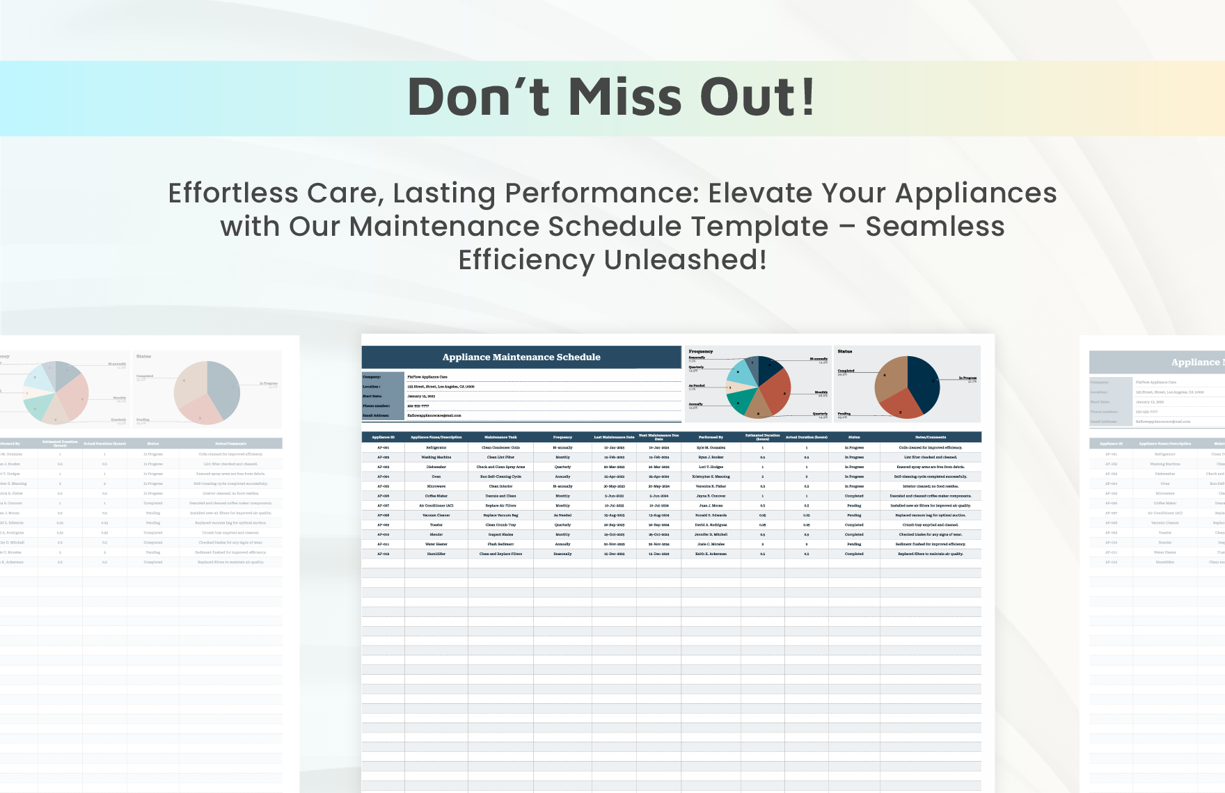 Appliance Maintenance Schedule Template