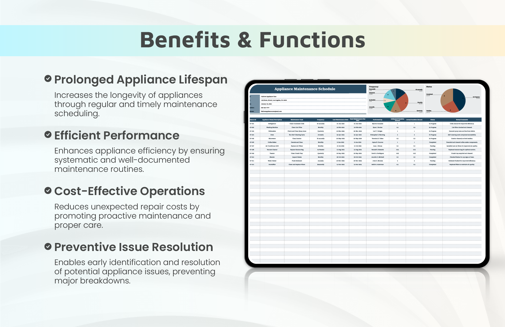 Appliance Maintenance Schedule Template