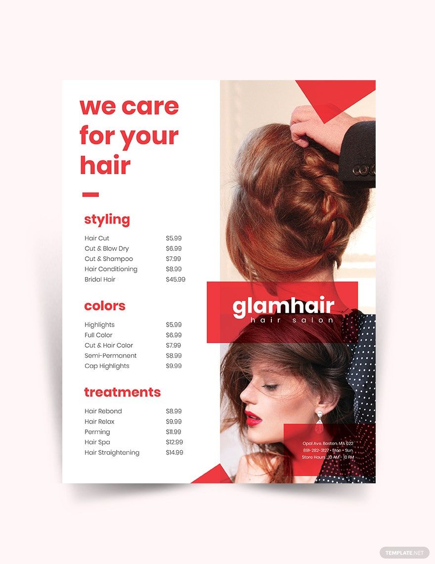 Hairstylist Price List Template