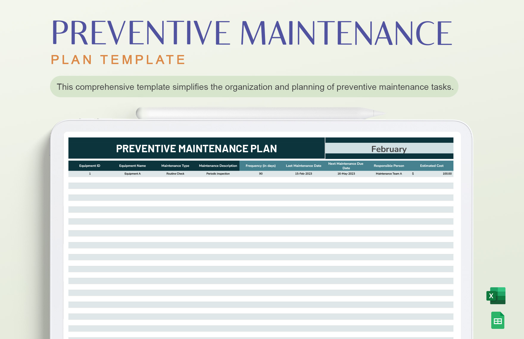 Preventive Maintenance Plan Template