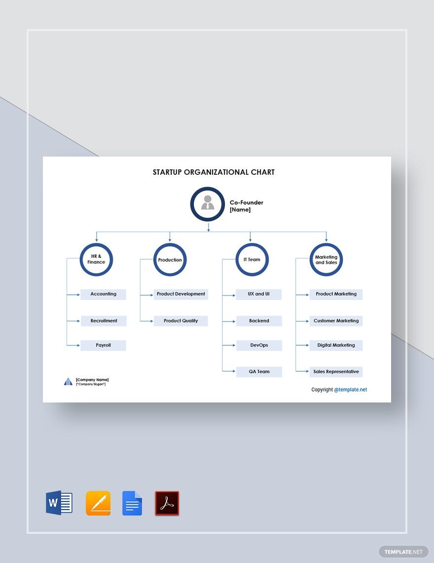 Basic Startup Organizational Chart Template in PDF, Word, Pages, Google Docs - Download | Template.net