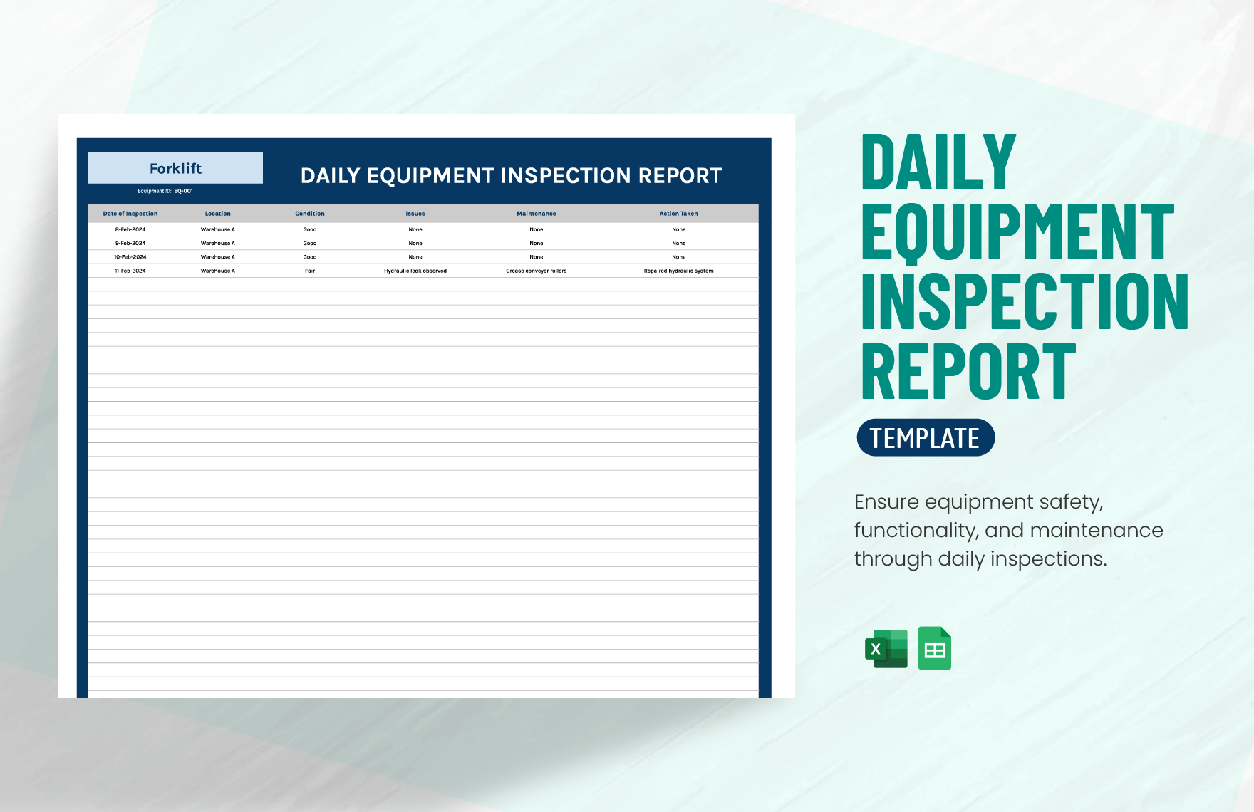 Daily Equipment Inspection Report Template