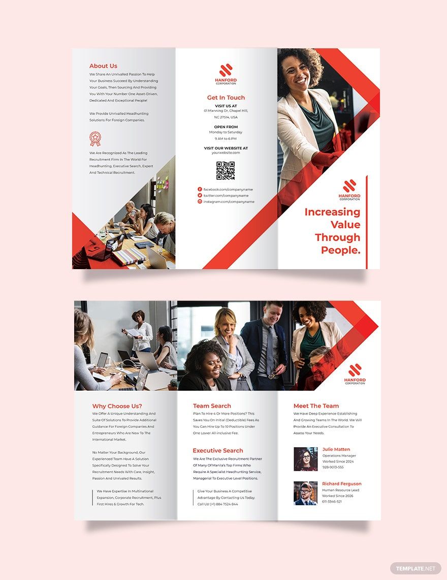 Recruitment Tri-Fold Brochure For Job Fair Template