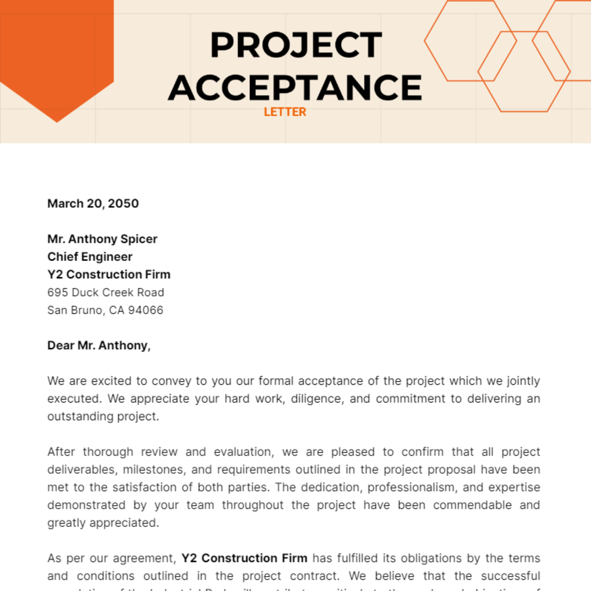 Project Acceptance Letter Template - Edit Online & Download Example ...