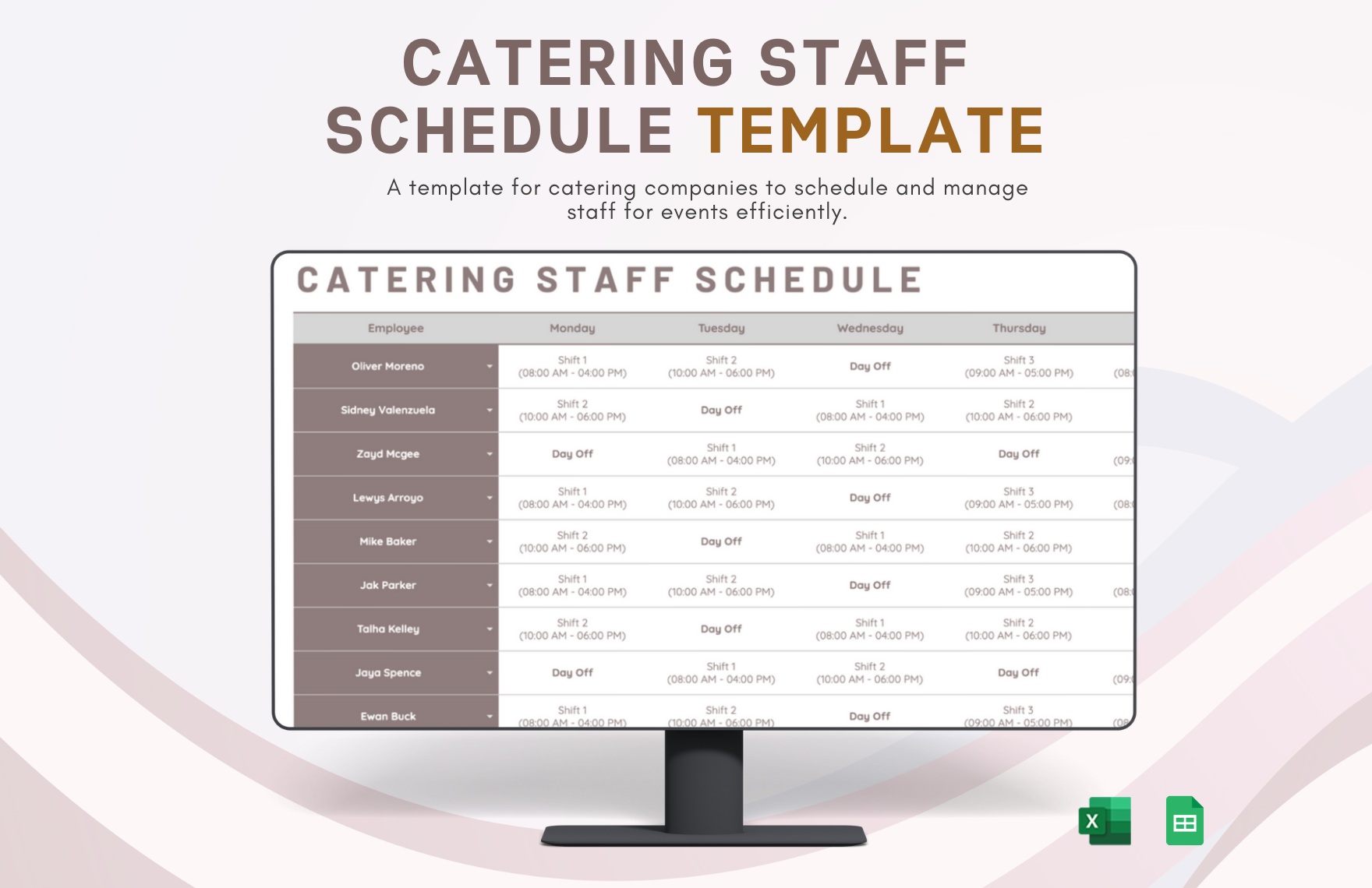 Catering Staff Schedule Template