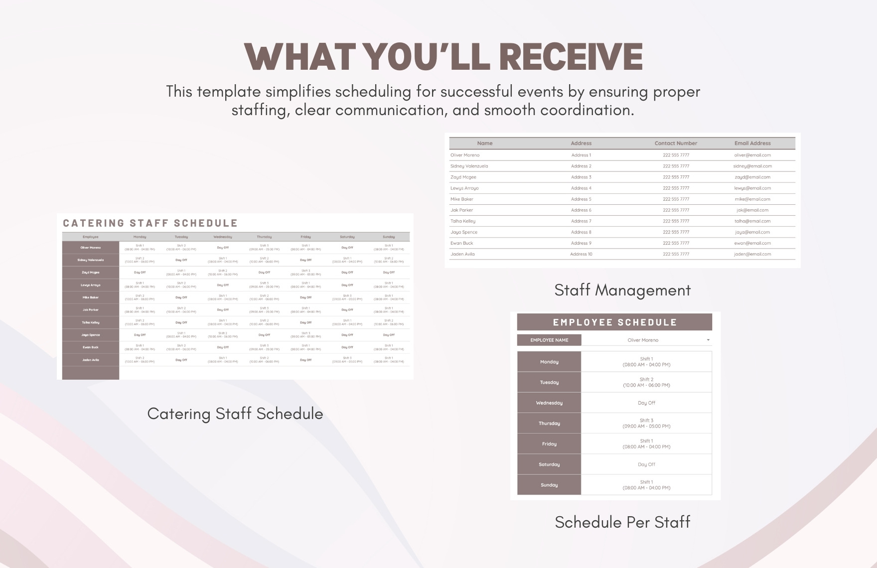 Catering Staff Schedule Template