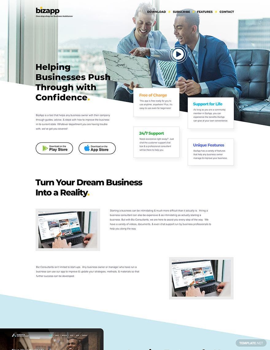 Consulting App PSD Landing Page Template