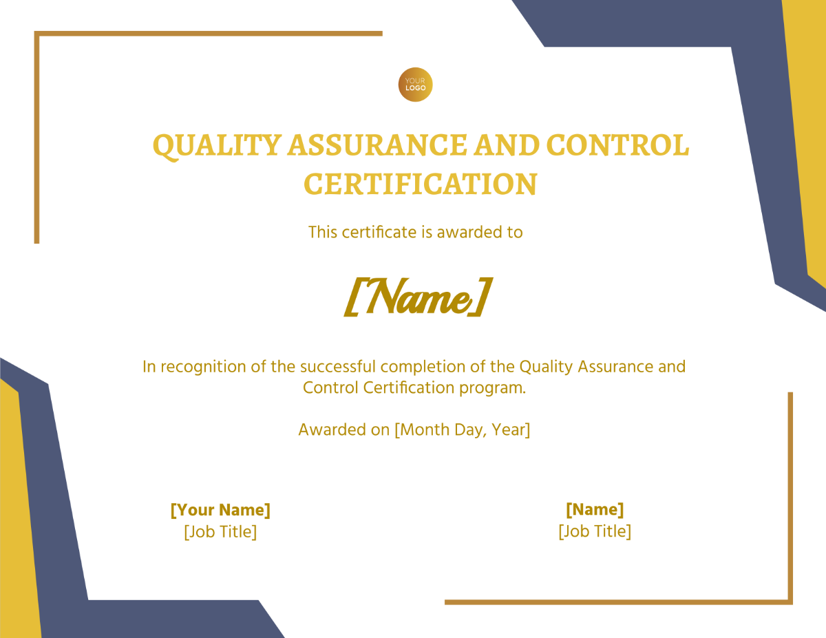 Free Quality Assurance and Control Certification Template - Edit Online ...