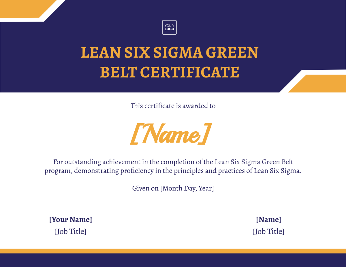 Lean Six Sigma Green Belt Certificate Template - Edit Online & Download