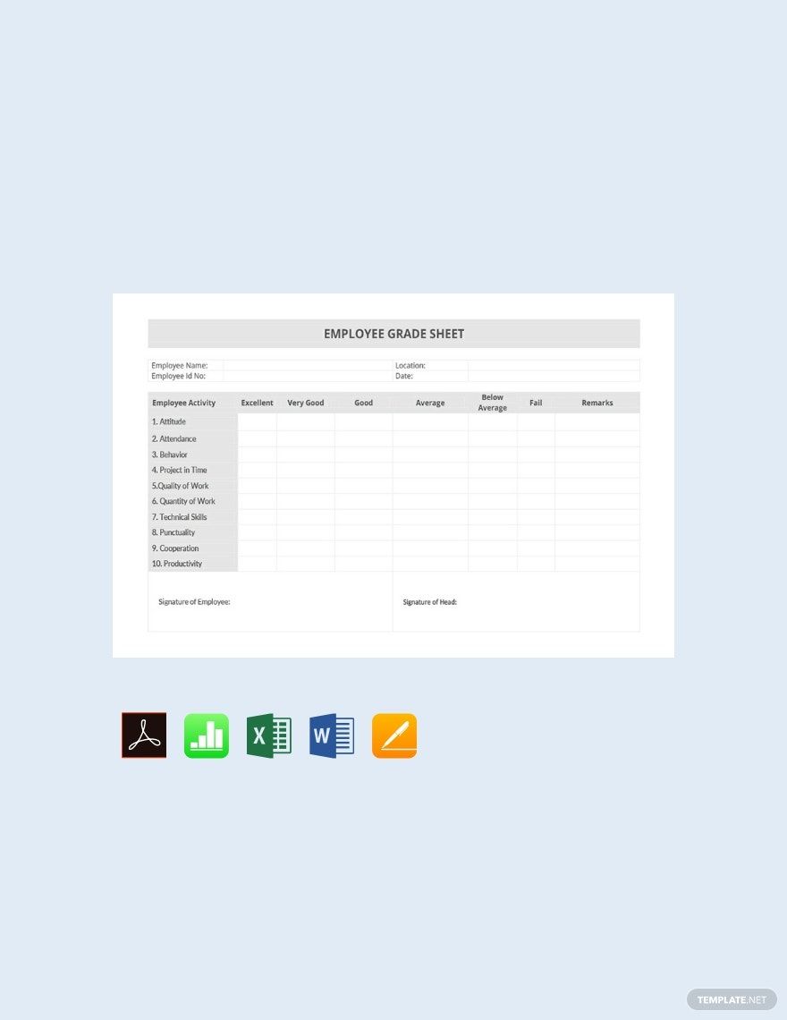 Employee Grade Sheet Template