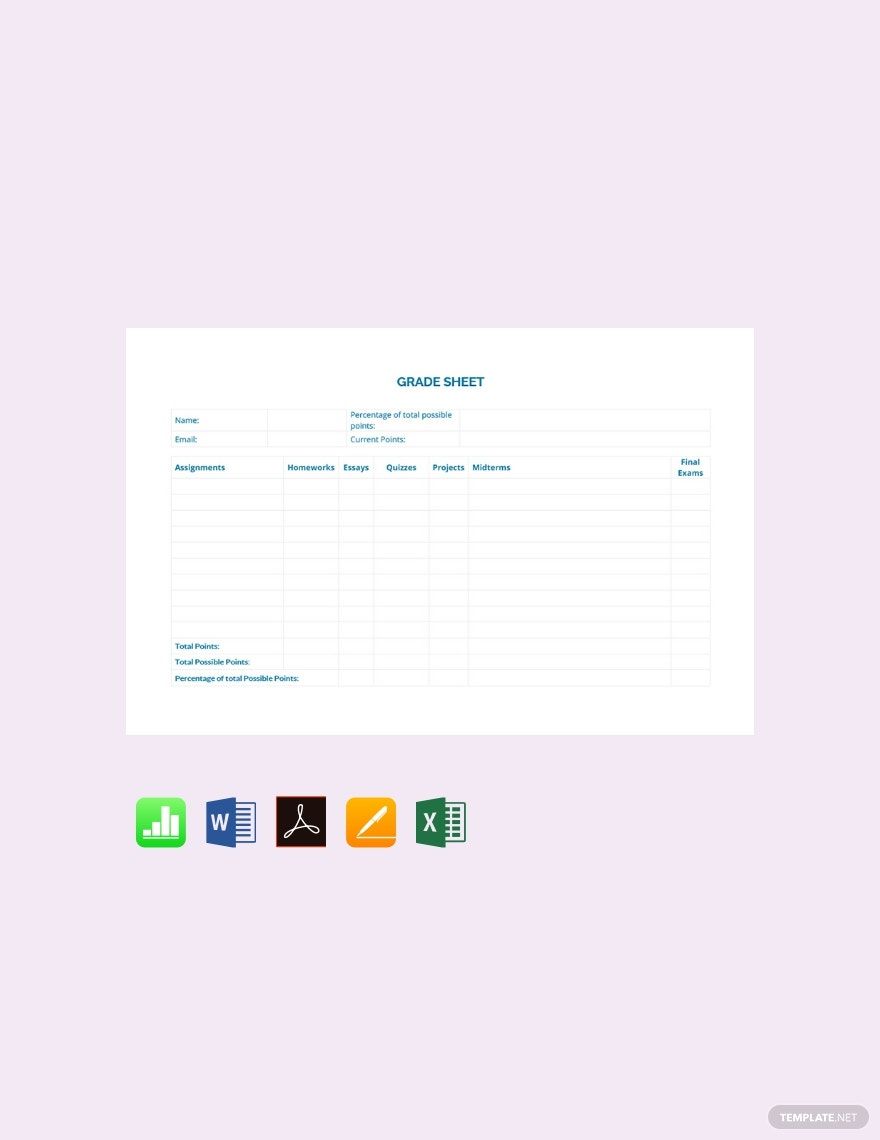 Sample Grade Sheet Template