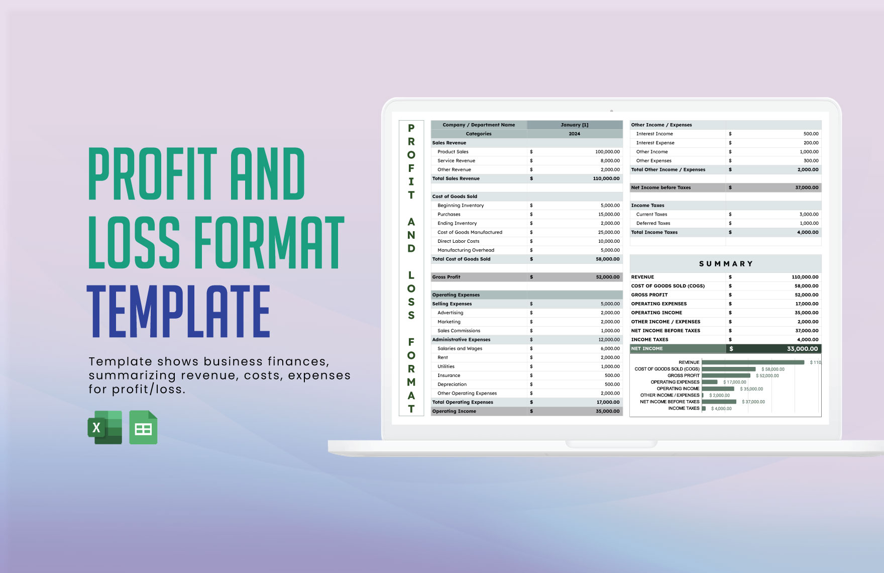 Profit and Loss Format Template
