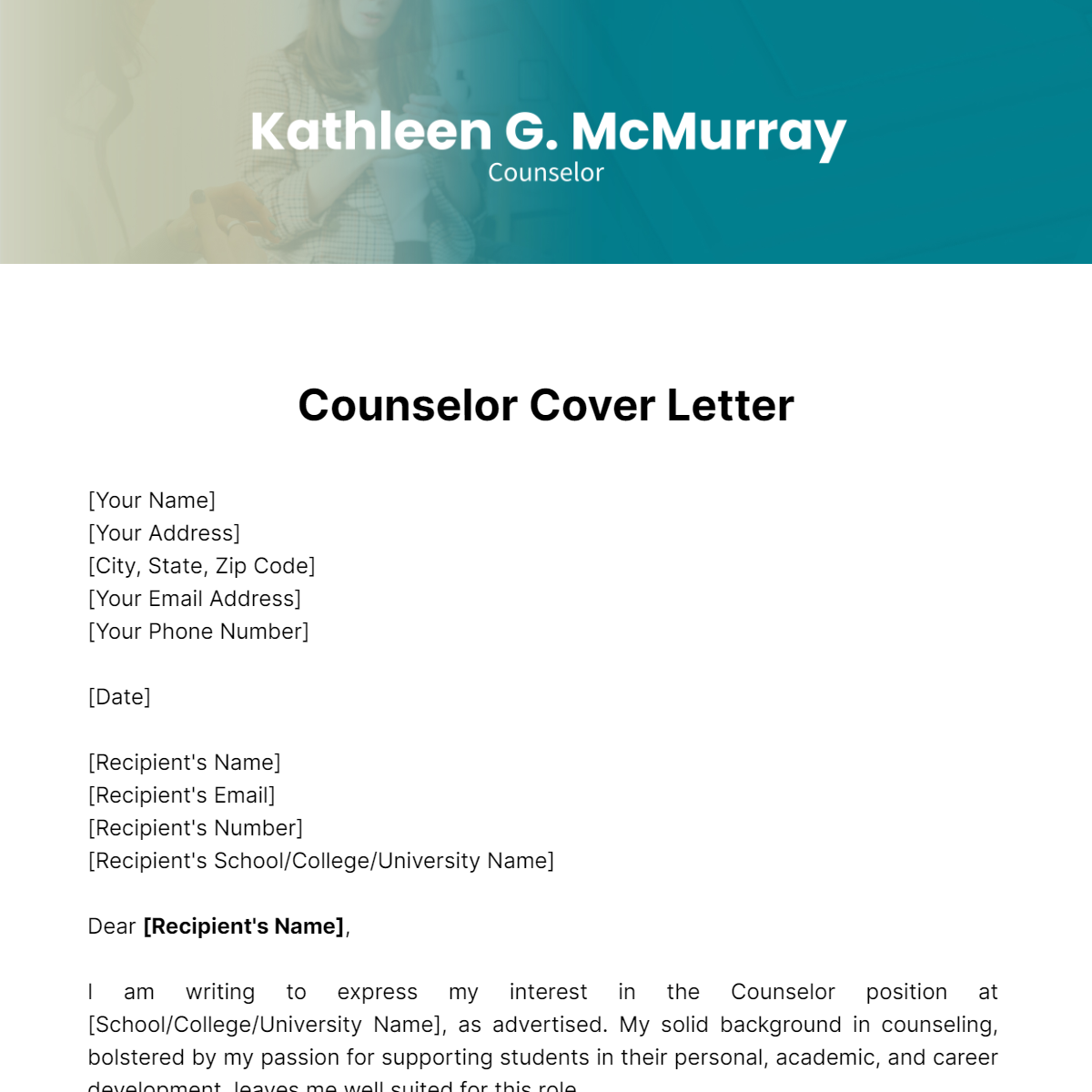 Counselor Cover Letter Template - Edit Online & Download Example ...