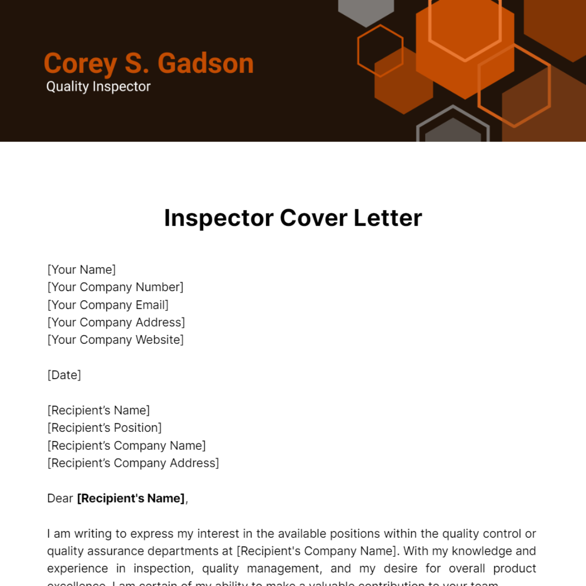 Free Inspector Cover Letter Template - Edit Online & Download ...