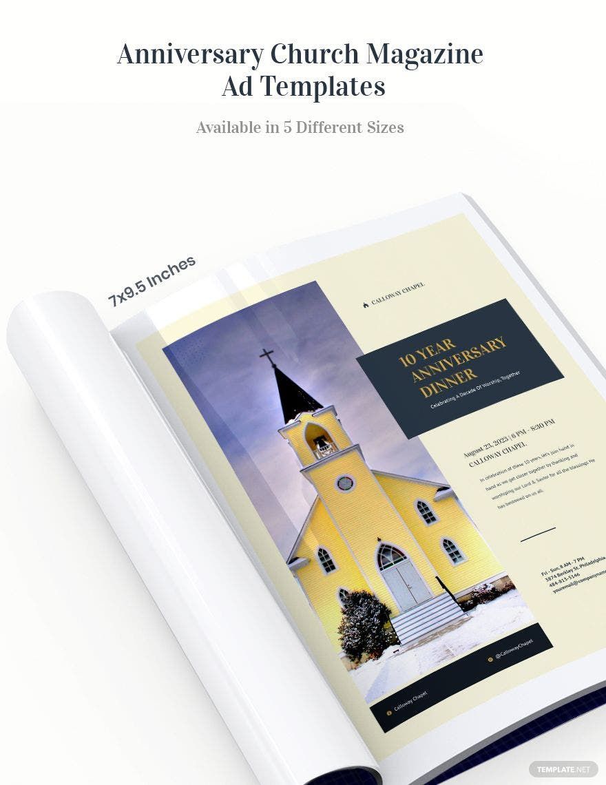 Anniversary Church Magazine Ads Template