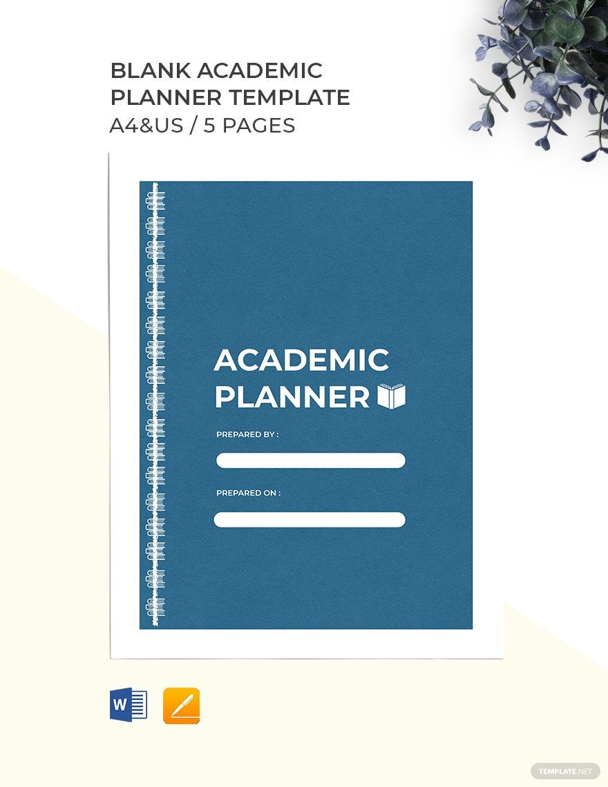 Blank Academic Planner Template in Apple Pages, Word, PDF - Download | Template.net