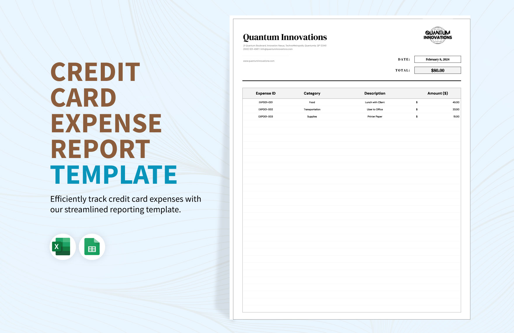 Credit Card Expense Report Template