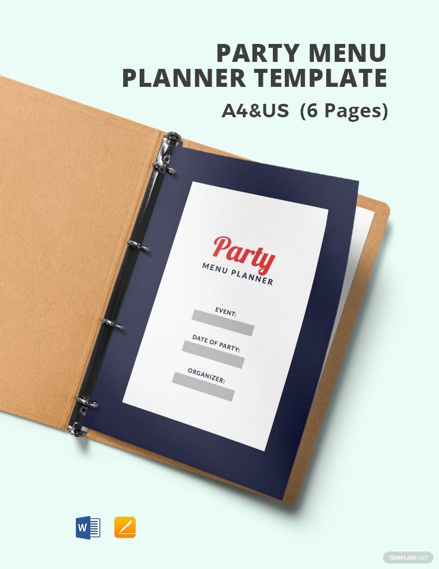 Party Menu Planner Template