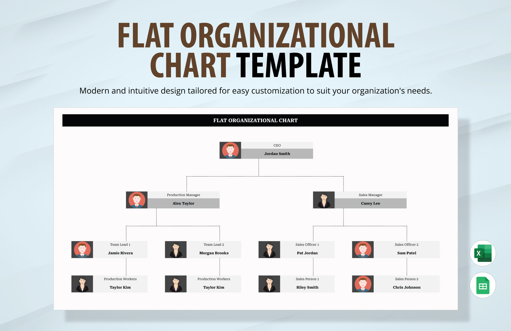 Flat Organizational Chart Template