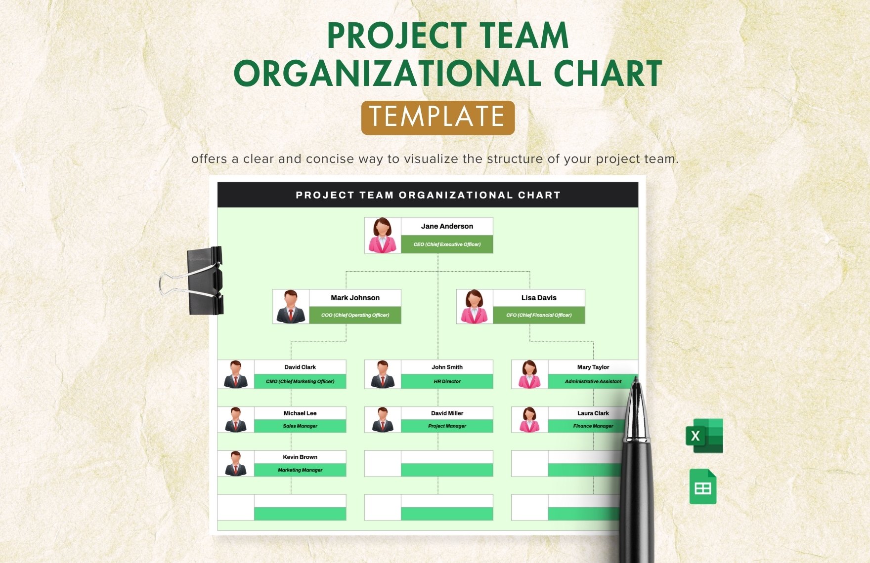 Project Team Organizational Chart Template