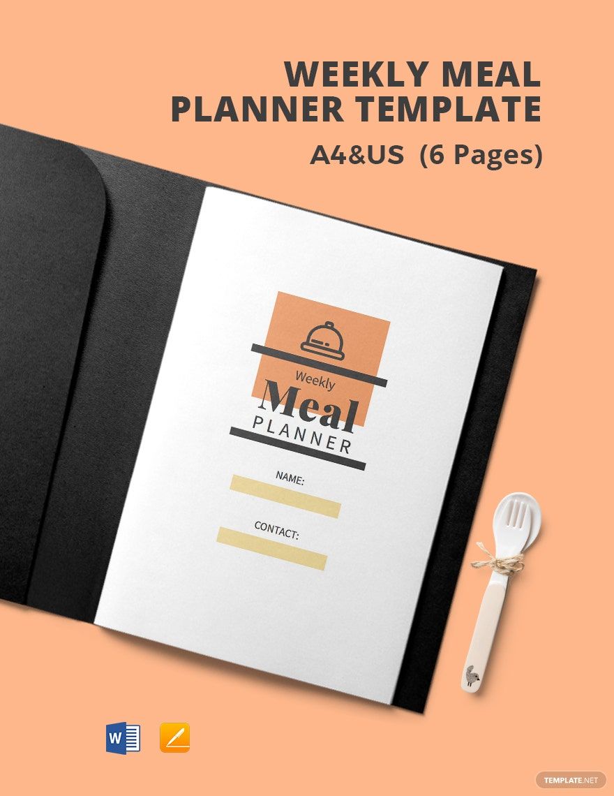 Simple Weekly Meal Planner Template in Pages, Word, PDF - Download | Template.net