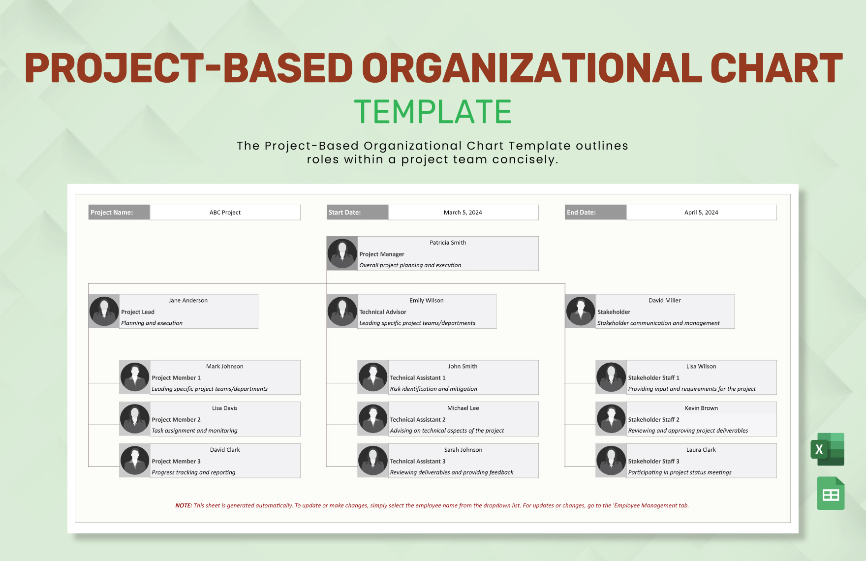 Project-Based Organizational Chart Template