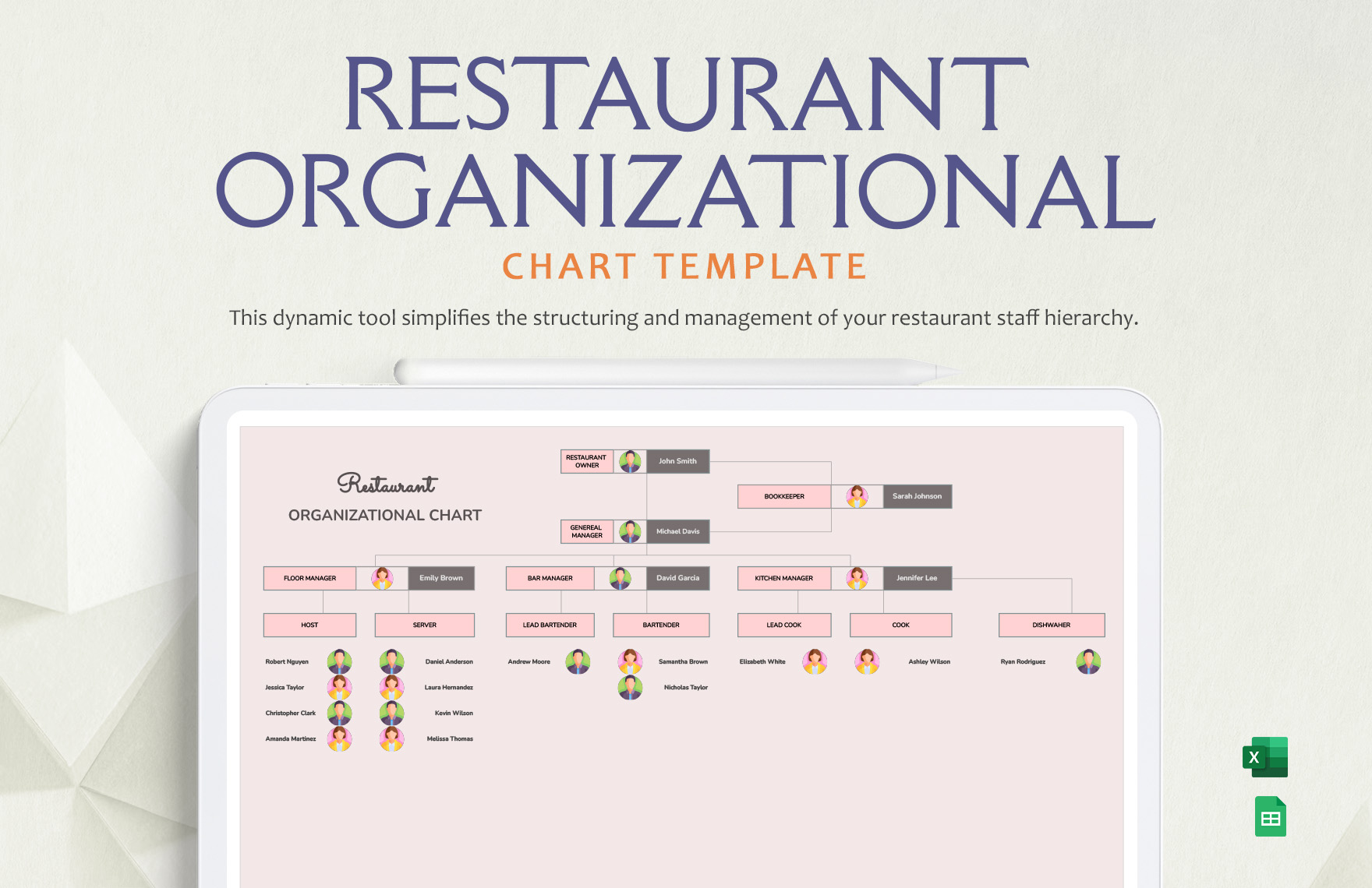 Restaurant Organizational Chart Template