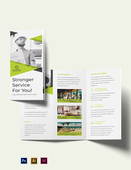 civil construction company tri fold brochure template 440