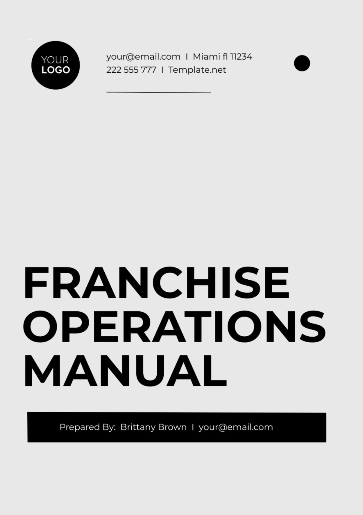 Franchise Operations Manual Template - Edit Online & Download