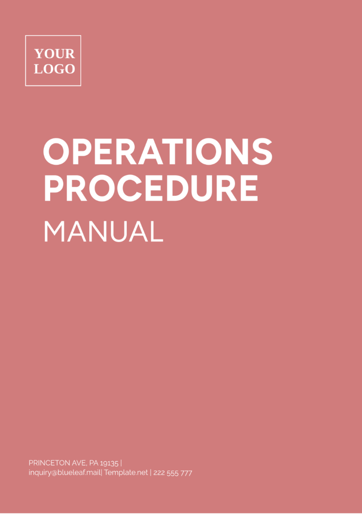 Operations Procedure Manual Template - Edit Online & Download