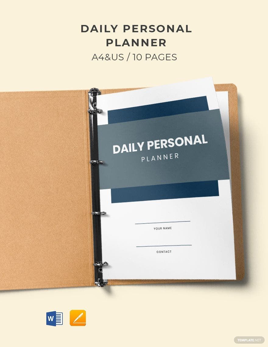 Daily Personal Planner Template in Word, Pages, Google Docs, PDF - Download | Template.net