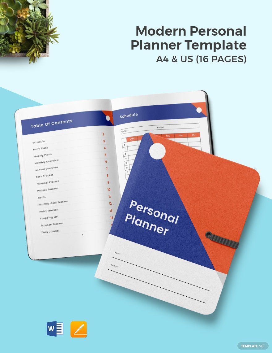 Modern Personal Planner Template in Word, Pages, Google Docs, PDF - Download | Template.net