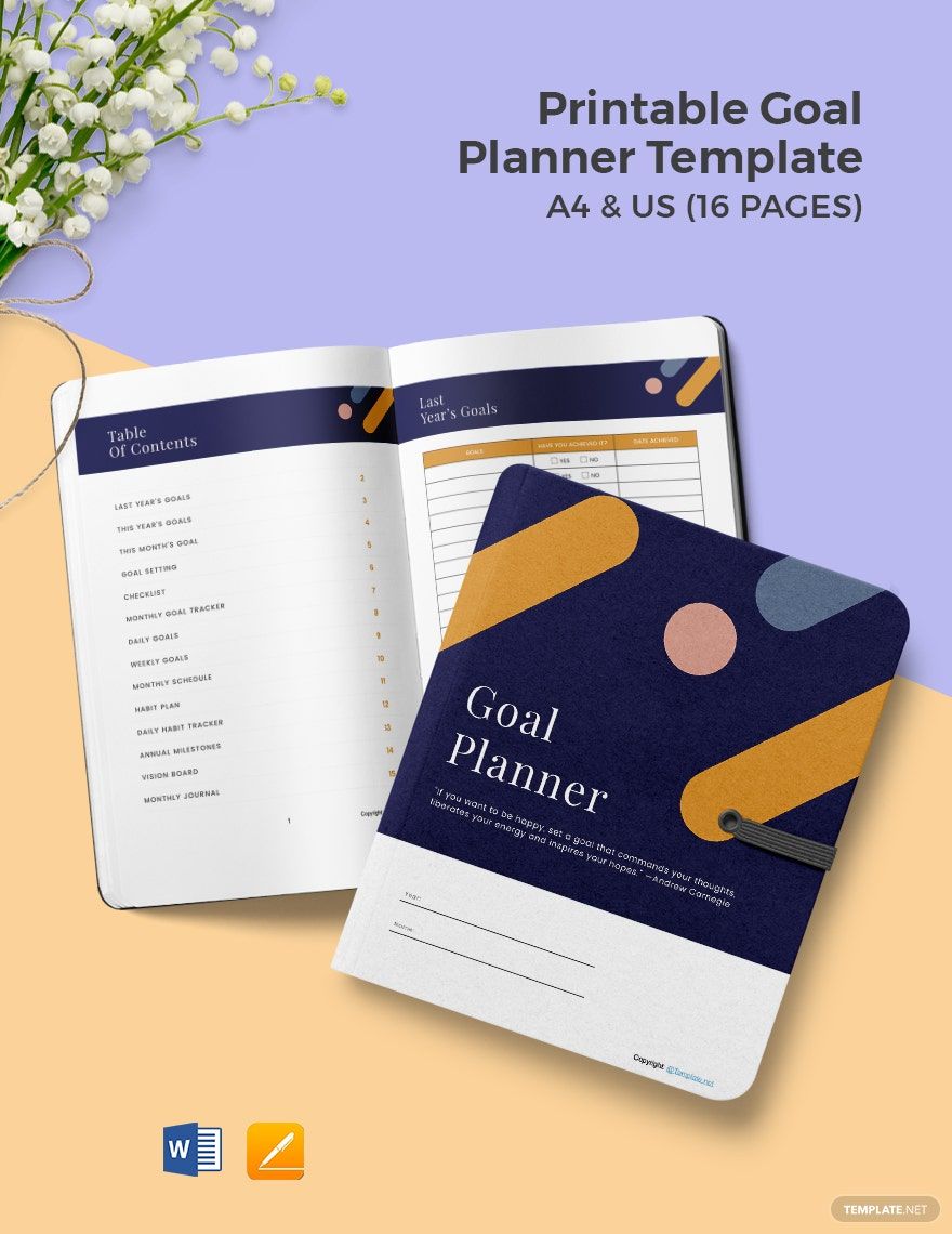 Printable Goal Planner Template in Pages, PDF, Word, Google Docs - Download | Template.net