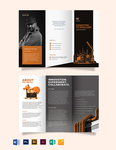 construction company profile tri fold brochure template  440