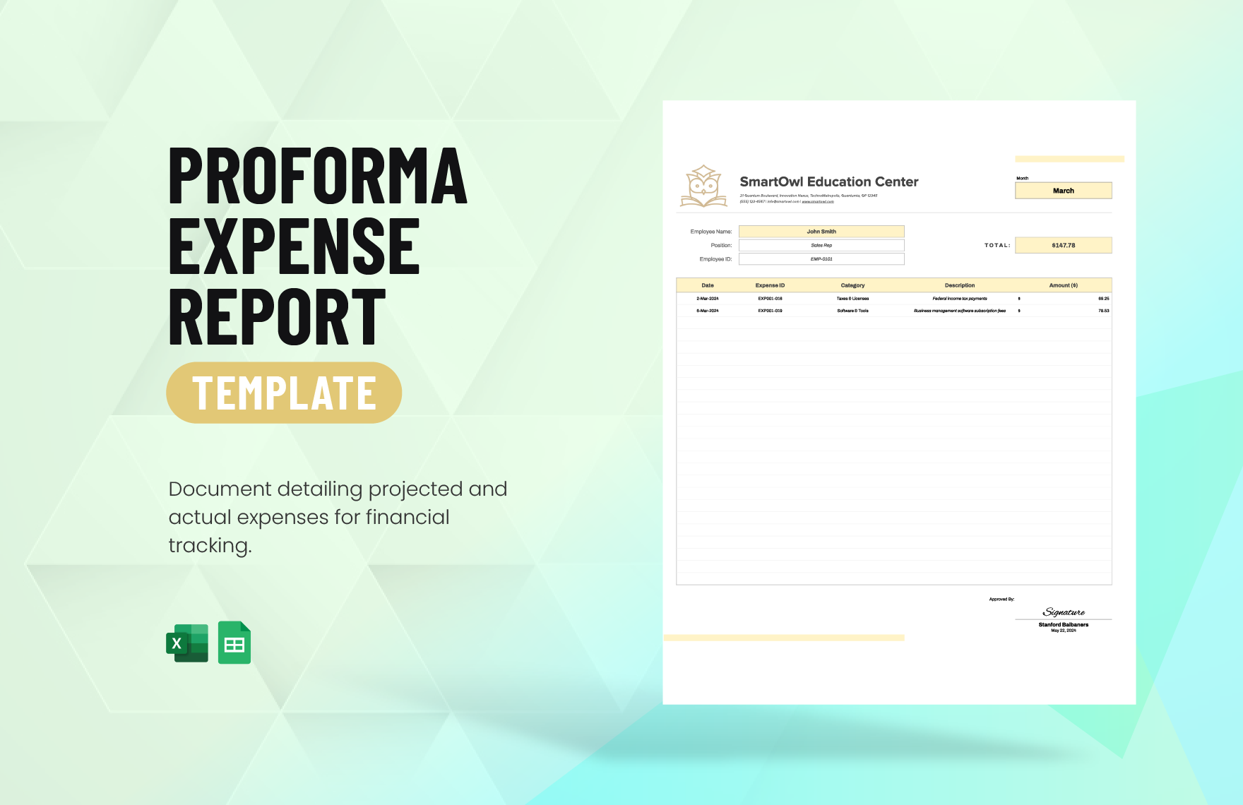 Proforma Expense Report Template