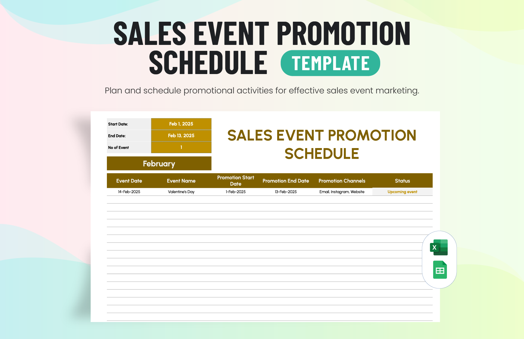 Sales Event Promotion Schedule Template