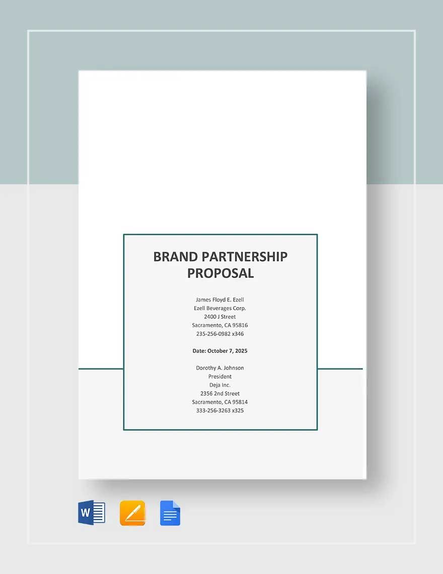 Brand Partnership Proposal Template in Word, Pages, Google Docs - Download | Template.net