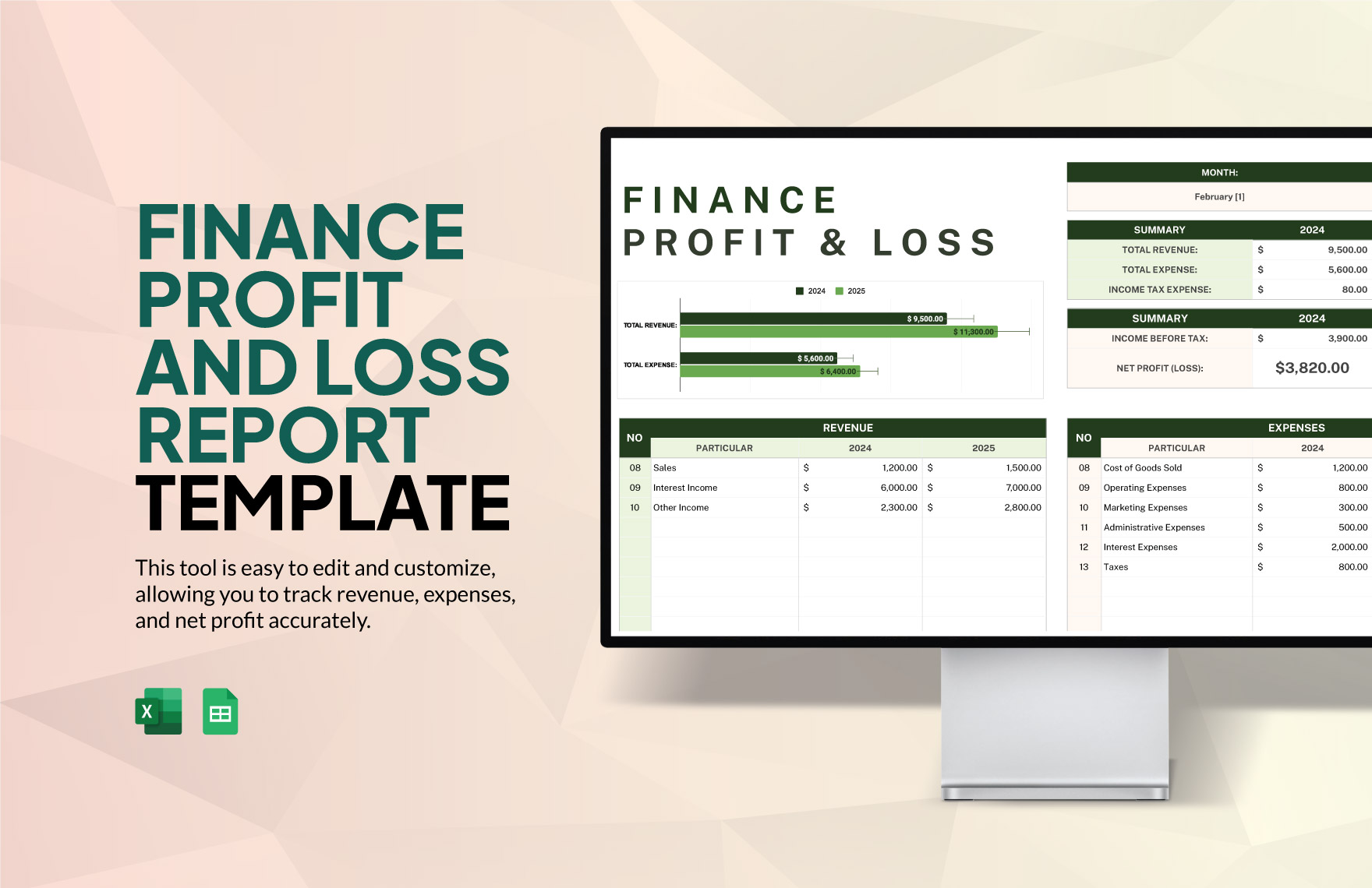 Finance Profit and Loss Report Template