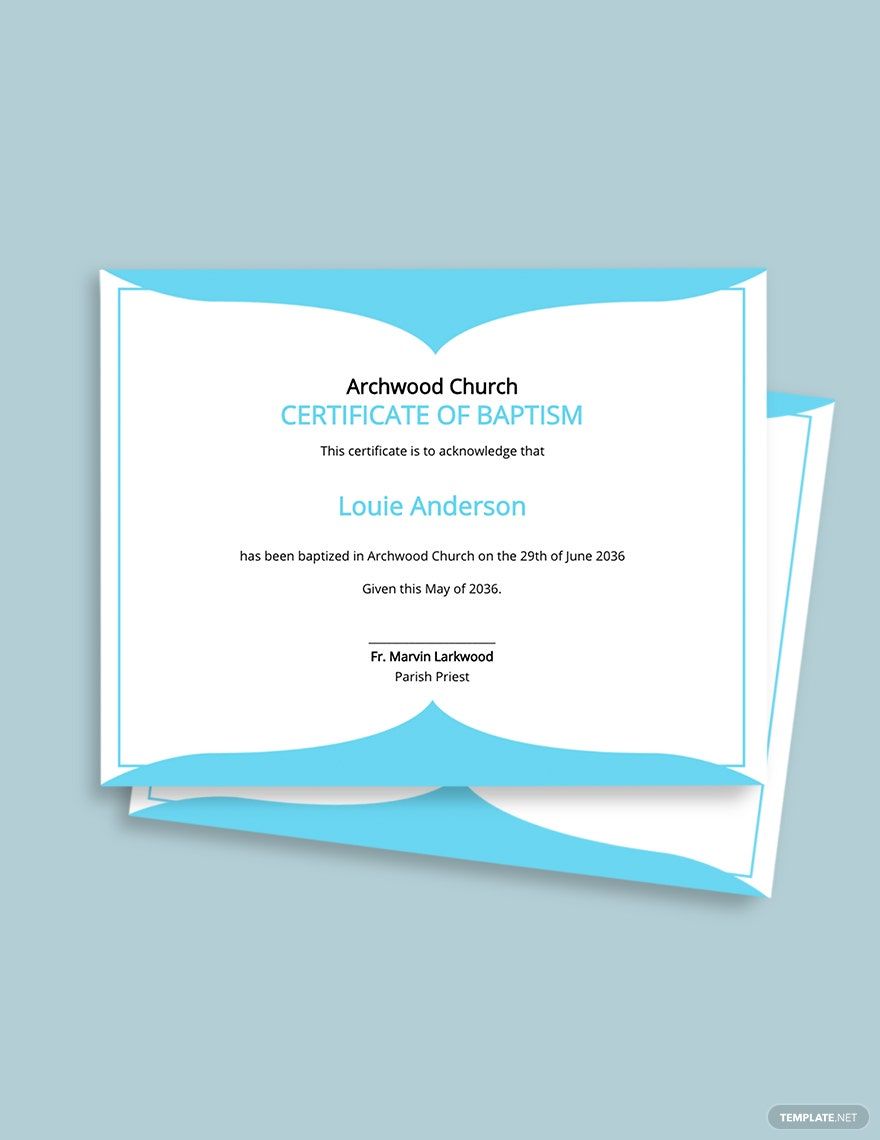 Baptismal Certificate Template - prntbl.concejomunicipaldechinu.gov.co