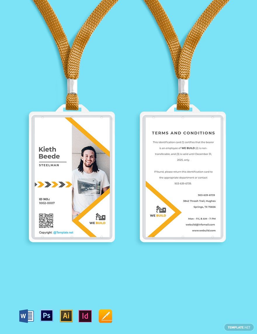 Basic Construction ID Card Template