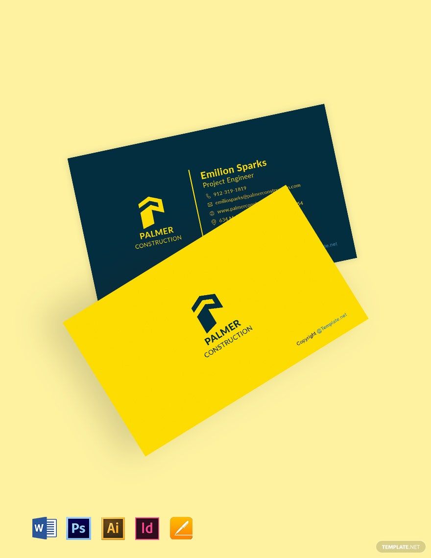 Sample Construction Business Card Template