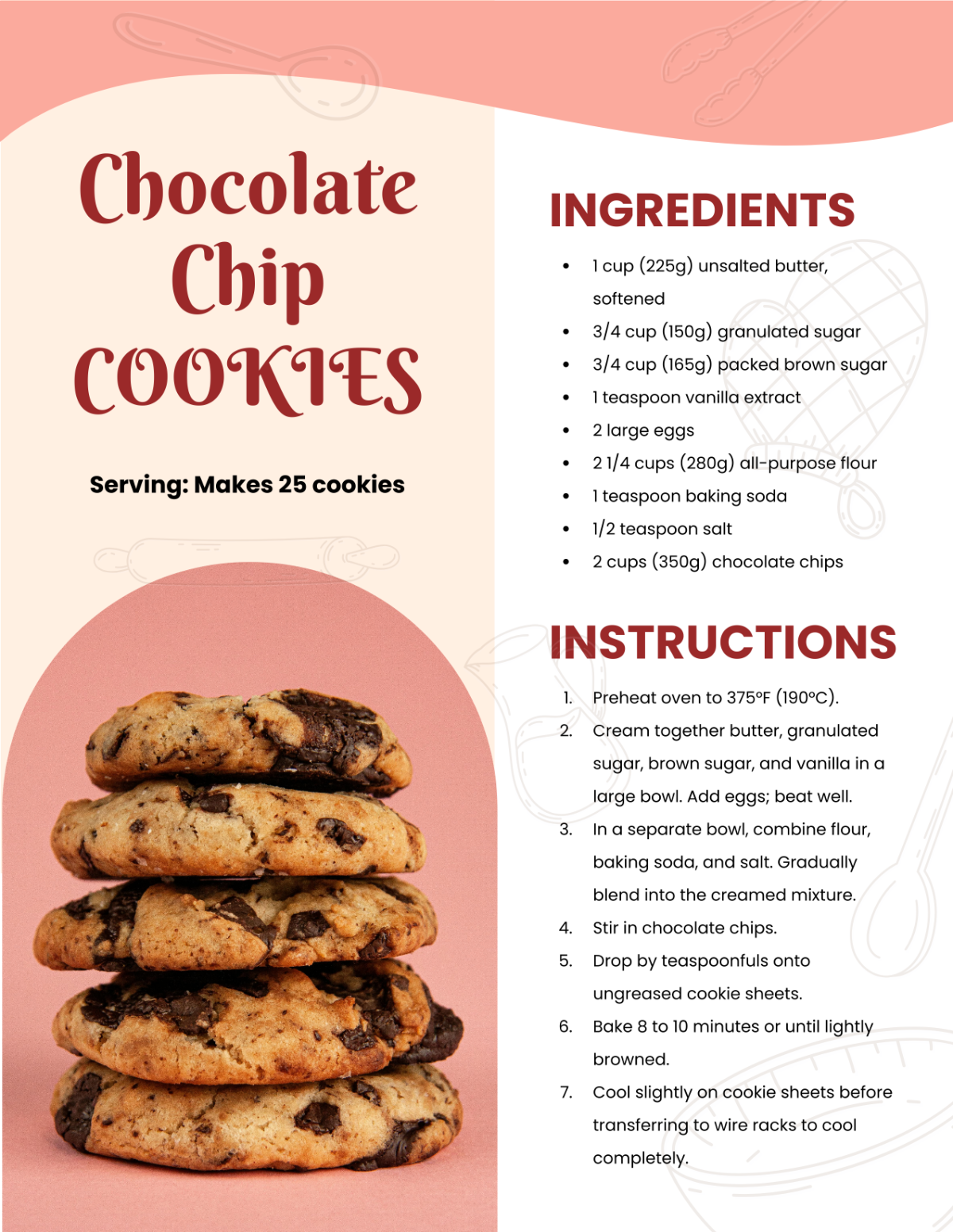 Free Bakery Recipe Template  to Edit Online