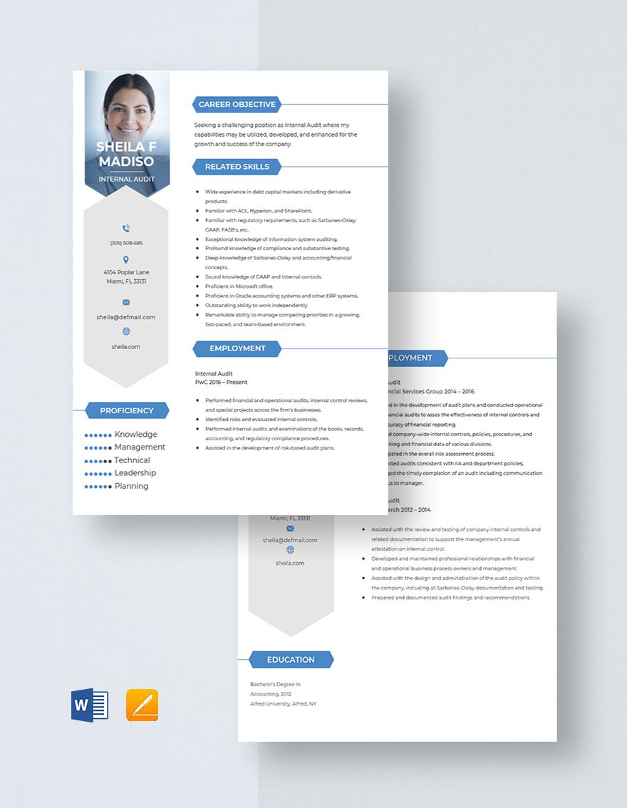 Internal Audit Resume in Word, Pages - Download | Template.net