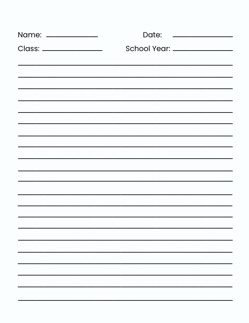 Free School Lined Paper Template