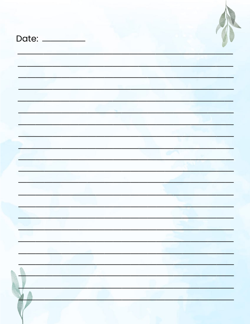 Free Watercolor Lined Paper Template