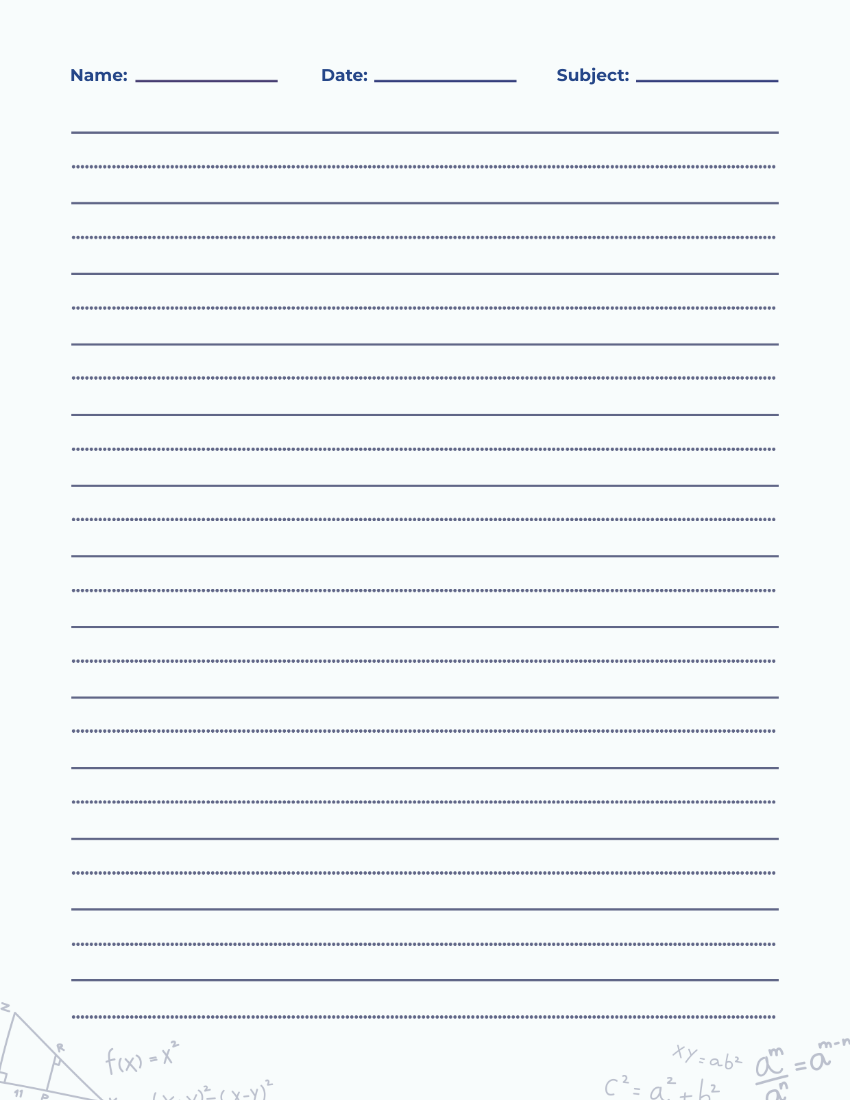 Free Math Lined Paper Template